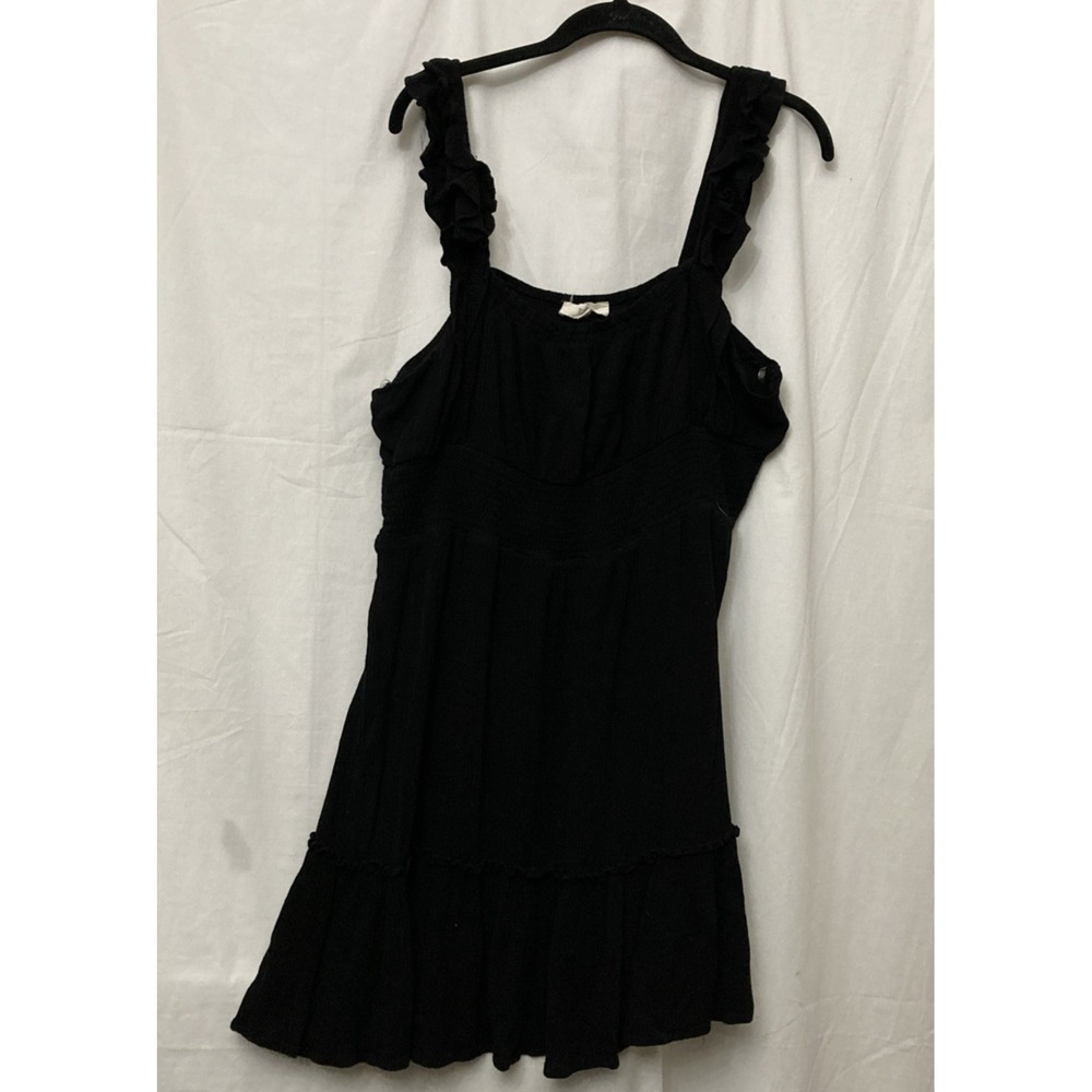 Jade by Jane Women's Black Lined‎ Smocked Babydoll Dress w/Ruffle Bottom - SZ 2X
